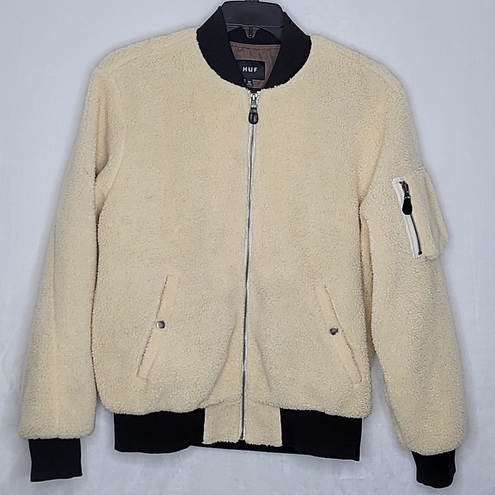 Huf‎ Fleece Sherpa Bomber Jacket Size Medium